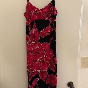 Floral Black and Red Women's Dress